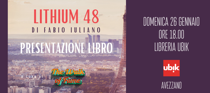 Il giornalista Fabio Iuliano porta il suo “Lithium 48” ad Avezzano: domenica 26 la presentazione alla libreria Ubik